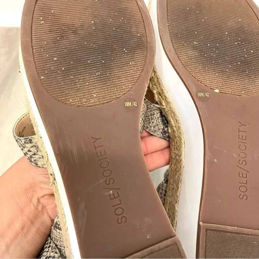 Sole Society Shoes Women's 10 Aven‎ Espadrille Snake Print Stretchy Strap Wedge